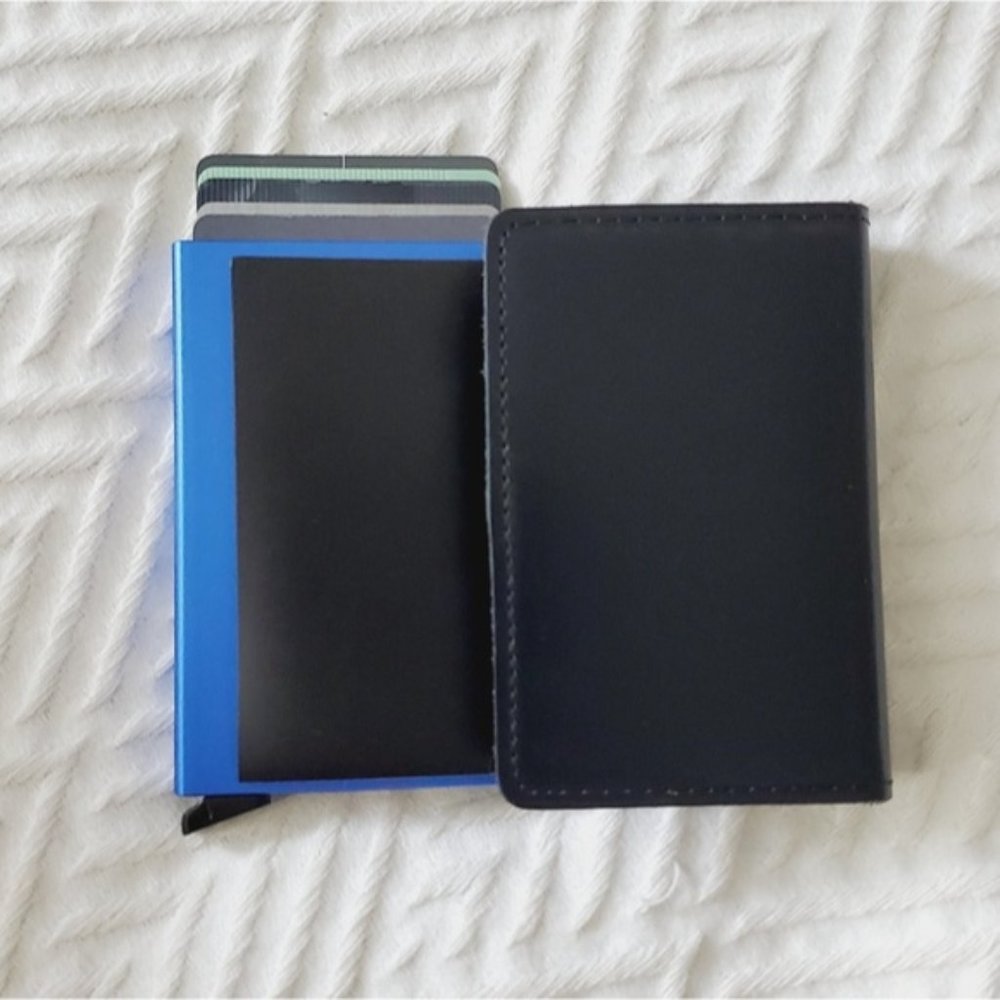 NEW Genuine Leather RFID Card Box Slim Wallet